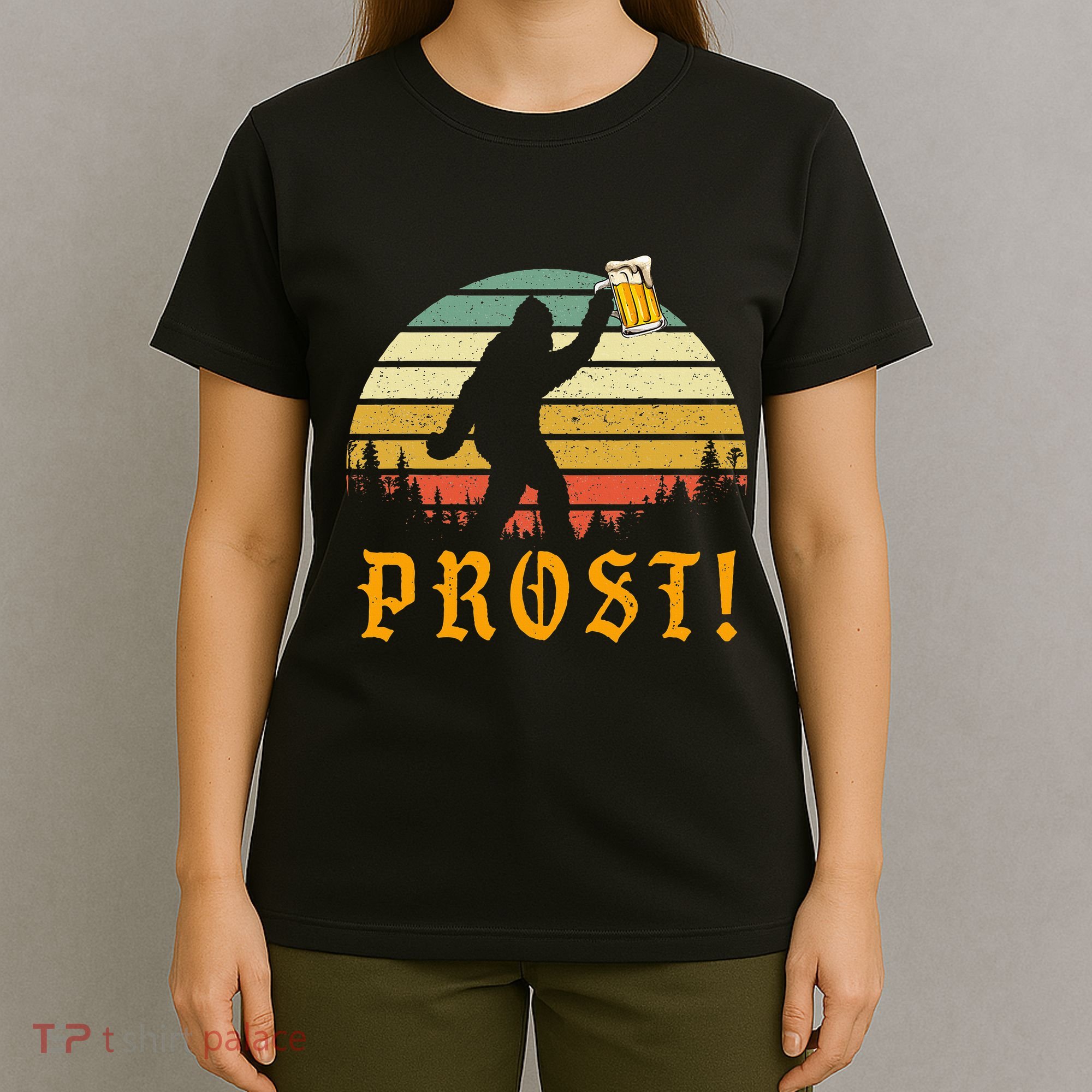 Prost! Bigfoot Yeti Drinking Beer German Oktoberfest T-Shirt