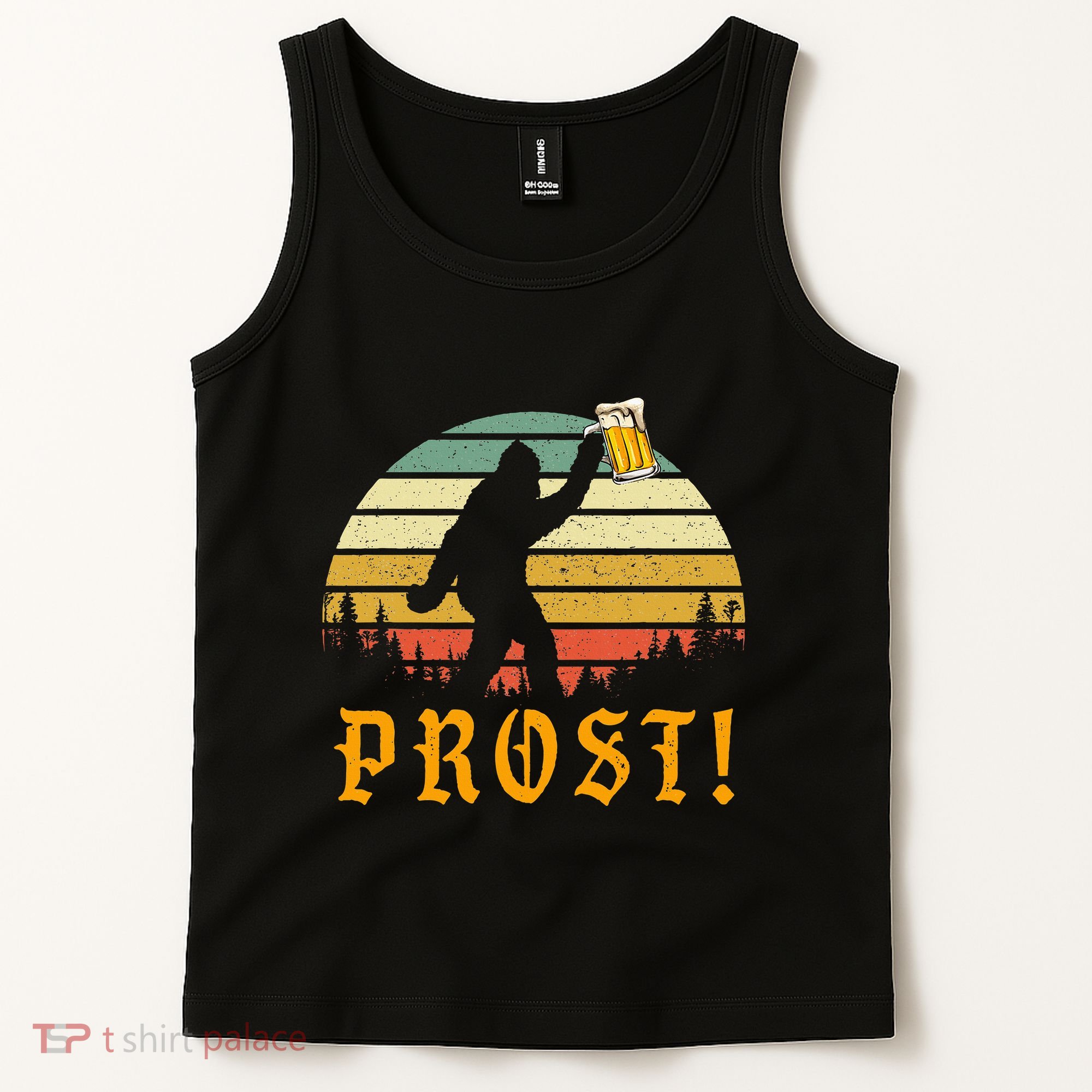 Prost! Bigfoot Yeti Drinking Beer German Oktoberfest Tank Top