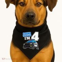 Police Car 4th Birthday Boy 4 Cop Policeman Officer Four USA-Made Doggie Bandana thumb 1