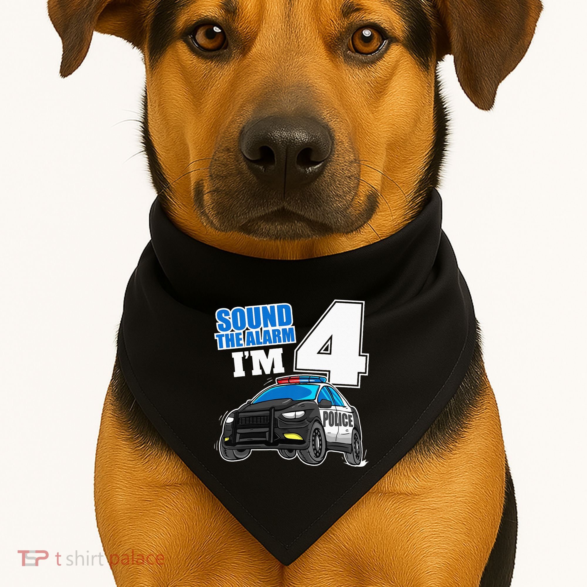 Police Car 4th Birthday Boy 4 Cop Policeman Officer Four USA-Made Doggie Bandana