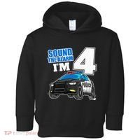 Police Car 4th Birthday Boy 4 Cop Policeman Officer Four Toddler Hoodie thumb 0