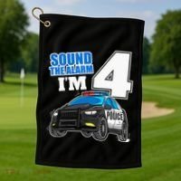 Police Car 4th Birthday Boy 4 Cop Policeman Officer Four Golf Towel thumb 1