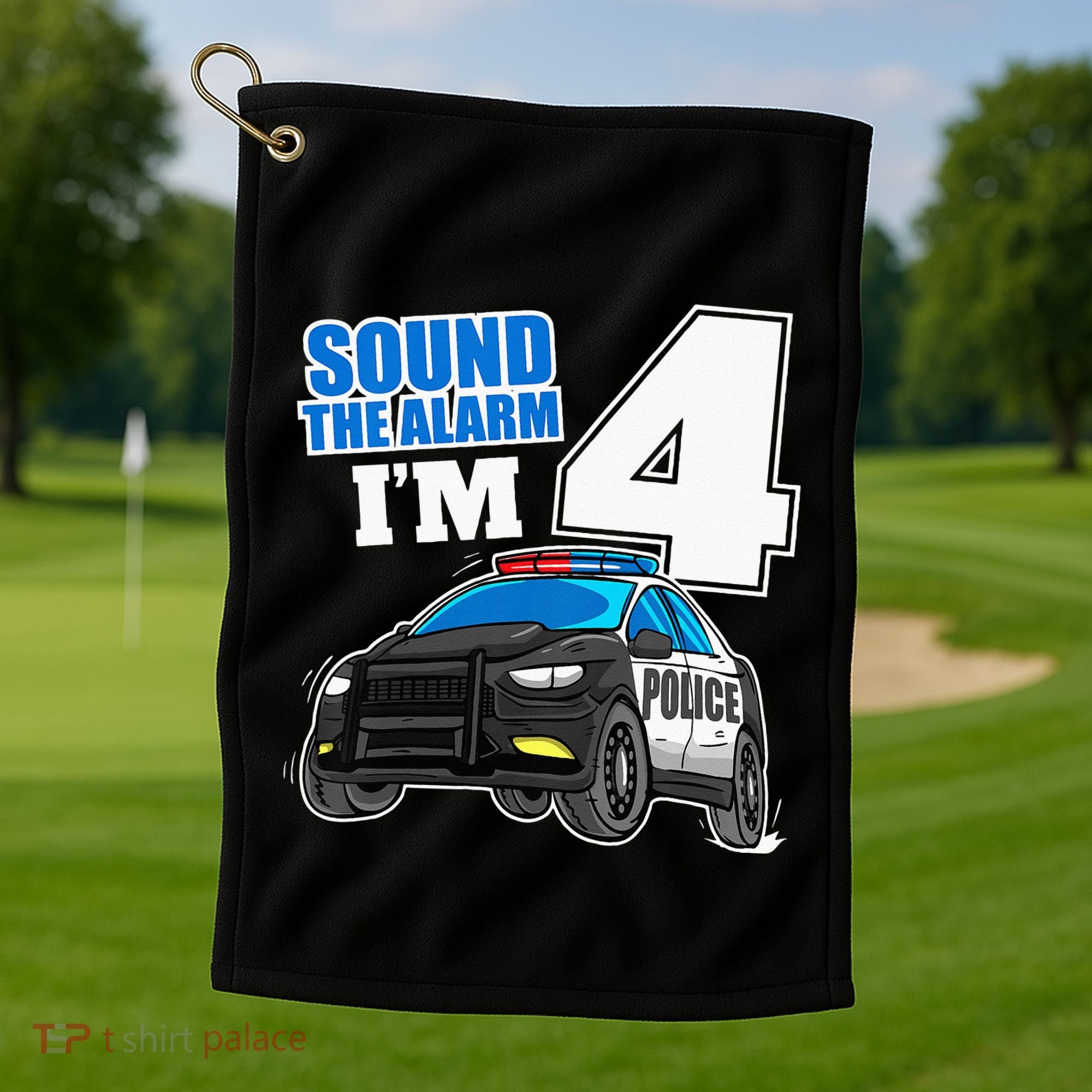 Police Car 4th Birthday Boy 4 Cop Policeman Officer Four Golf Towel