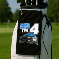 Police Car 4th Birthday Boy 4 Cop Policeman Officer Four Golf Towel thumb 2
