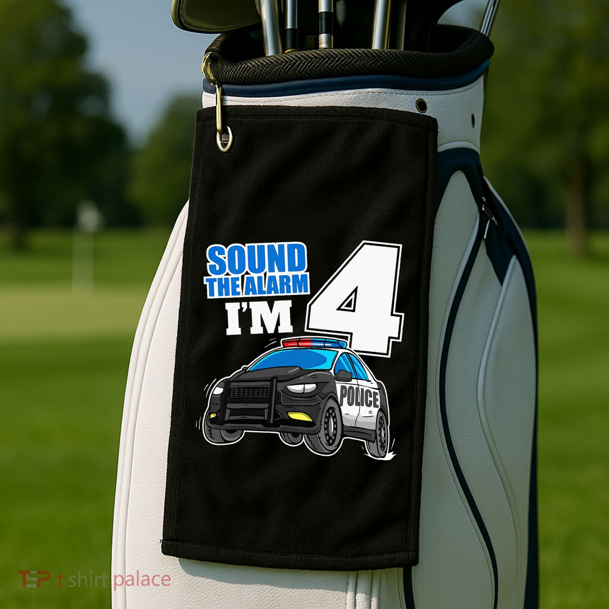 Police Car 4th Birthday Boy 4 Cop Policeman Officer Four Golf Towel