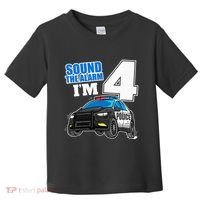 Police Car 4th Birthday Boy 4 Cop Policeman Officer Four Toddler T-Shirt thumb 0
