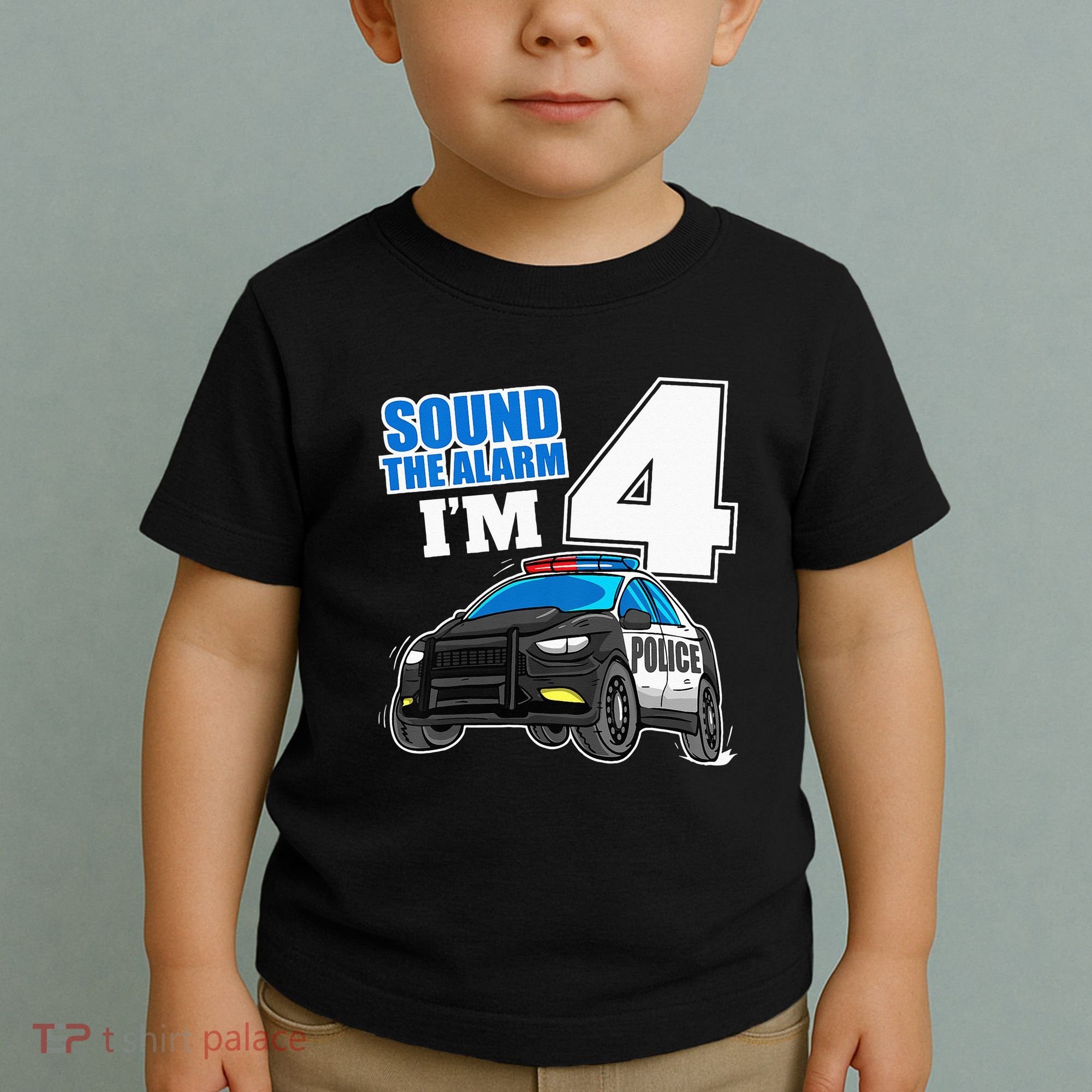 Police Car 4th Birthday Boy 4 Cop Policeman Officer Four Toddler T-Shirt