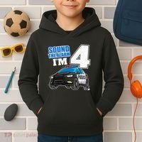 Police Car 4th Birthday Boy 4 Cop Policeman Officer Four Kids Hoodie thumb 2