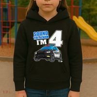 Police Car 4th Birthday Boy 4 Cop Policeman Officer Four Kids Hoodie thumb 3