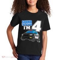 Police Car 4th Birthday Boy 4 Cop Policeman Officer Four Kids T-Shirt thumb 2