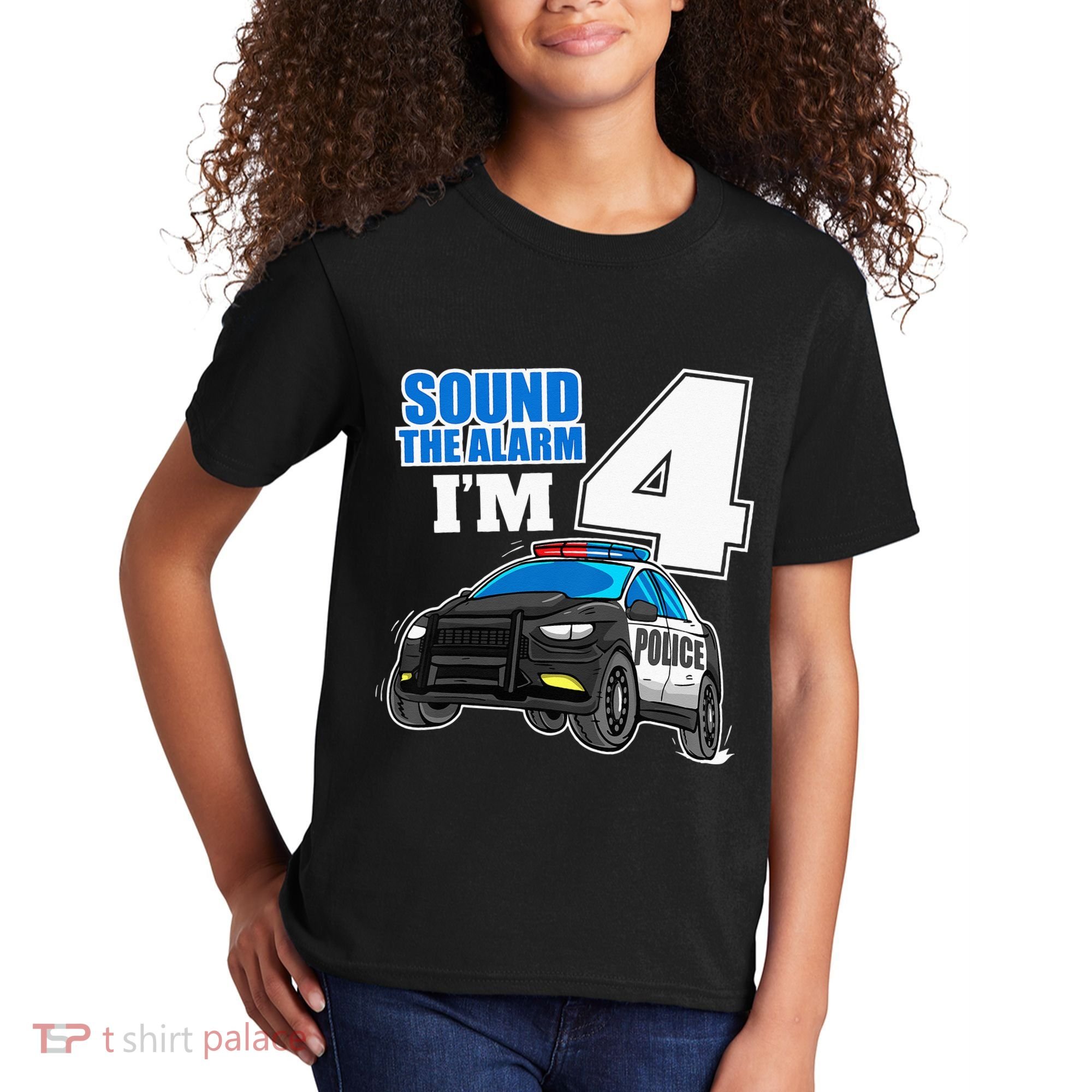 Police Car 4th Birthday Boy 4 Cop Policeman Officer Four Kids T-Shirt