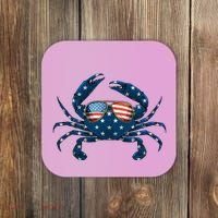 Patriotic Crab 4th Of July Usa Crustacean Seafood Crabbing Coaster thumb 0