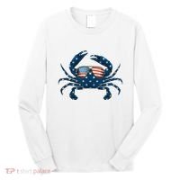 Patriotic Crab 4th Of July Usa Crustacean Seafood Crabbing Long Sleeve Shirt thumb 0
