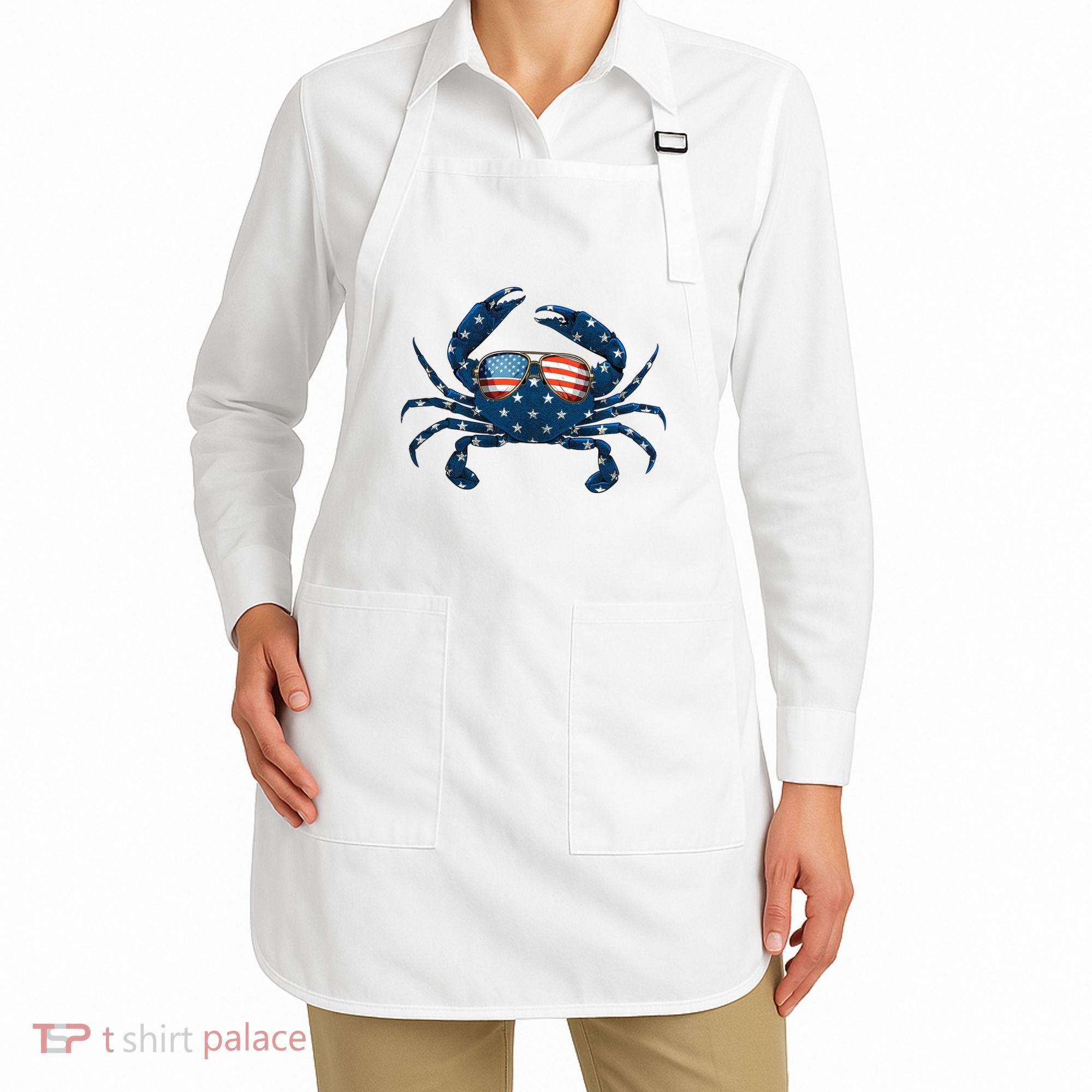 Patriotic Crab 4th Of July Usa Crustacean Seafood Crabbing Apron