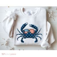 Patriotic Crab 4th Of July Usa Crustacean Seafood Crabbing Sweatshirt thumb 2