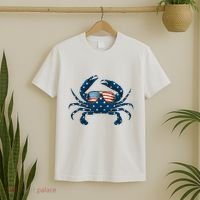 Patriotic Crab 4th Of July Usa Crustacean Seafood Crabbing T-Shirt thumb 2