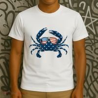 Patriotic Crab 4th Of July Usa Crustacean Seafood Crabbing T-Shirt thumb 3