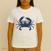 Patriotic Crab 4th Of July Usa Crustacean Seafood Crabbing T-Shirt thumb 4