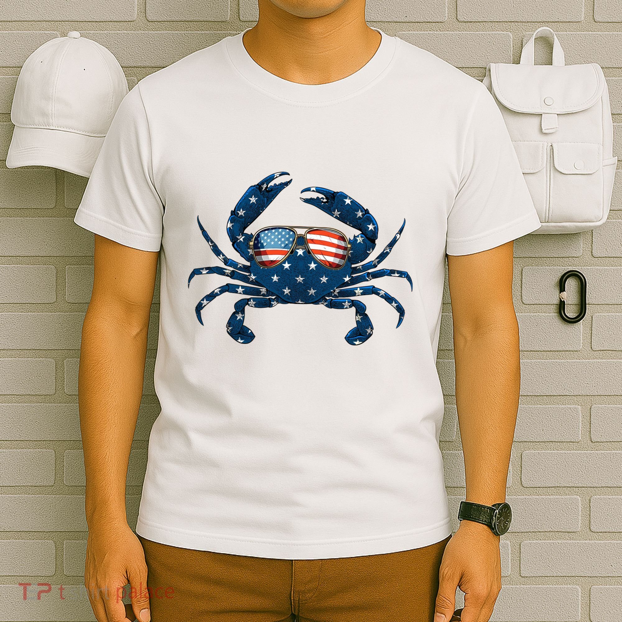 Patriotic Crab 4th Of July Usa Crustacean Seafood Crabbing T-Shirt