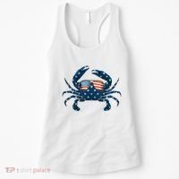 Patriotic Crab 4th Of July Usa Crustacean Seafood Crabbing Women's Tank Top thumb 0