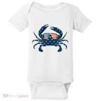 Patriotic Crab 4th Of July Usa Crustacean Seafood Crabbing Baby Bodysuit thumb 0