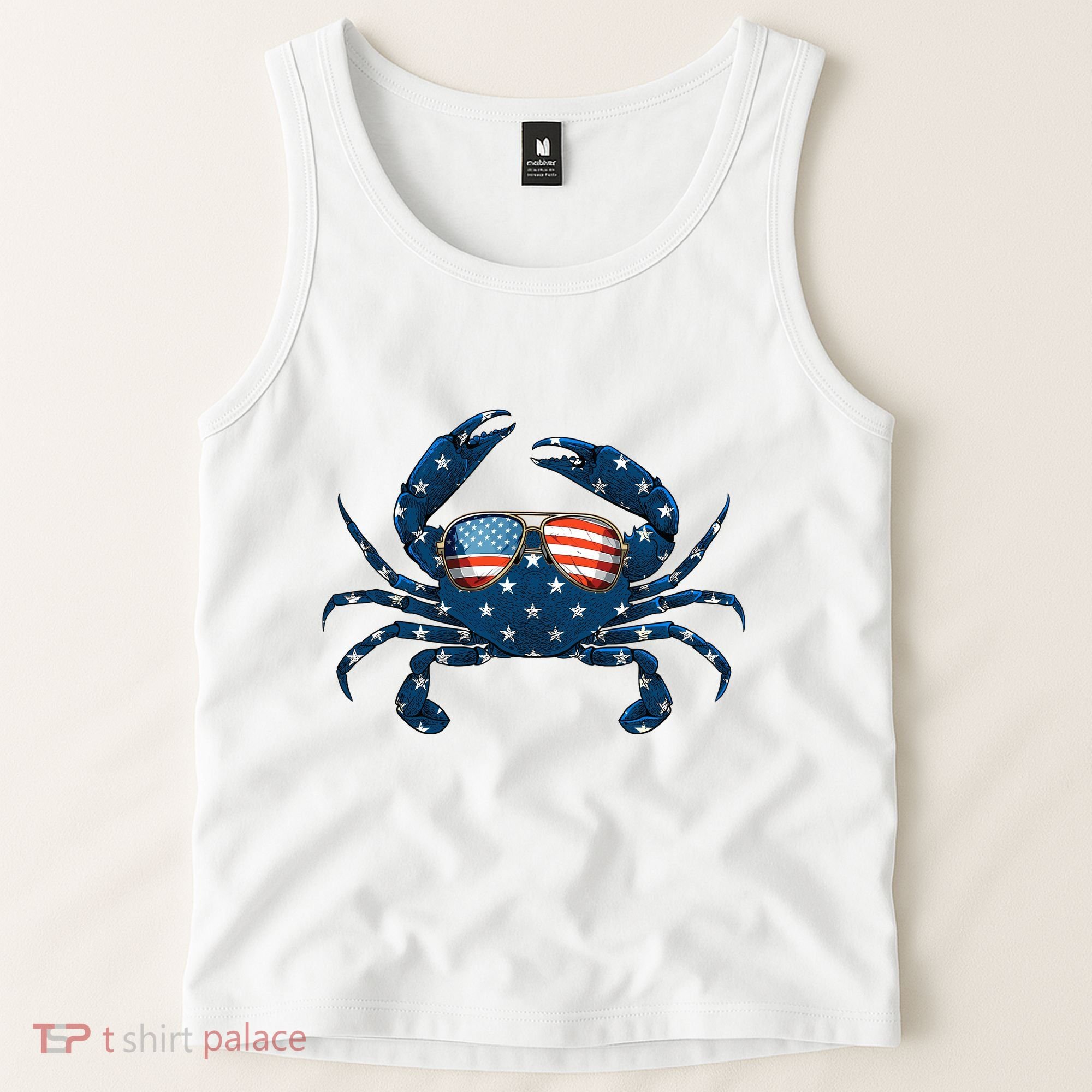 Patriotic Crab 4th Of July Usa Crustacean Seafood Crabbing Tank Top