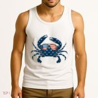 Patriotic Crab 4th Of July Usa Crustacean Seafood Crabbing Tank Top thumb 3
