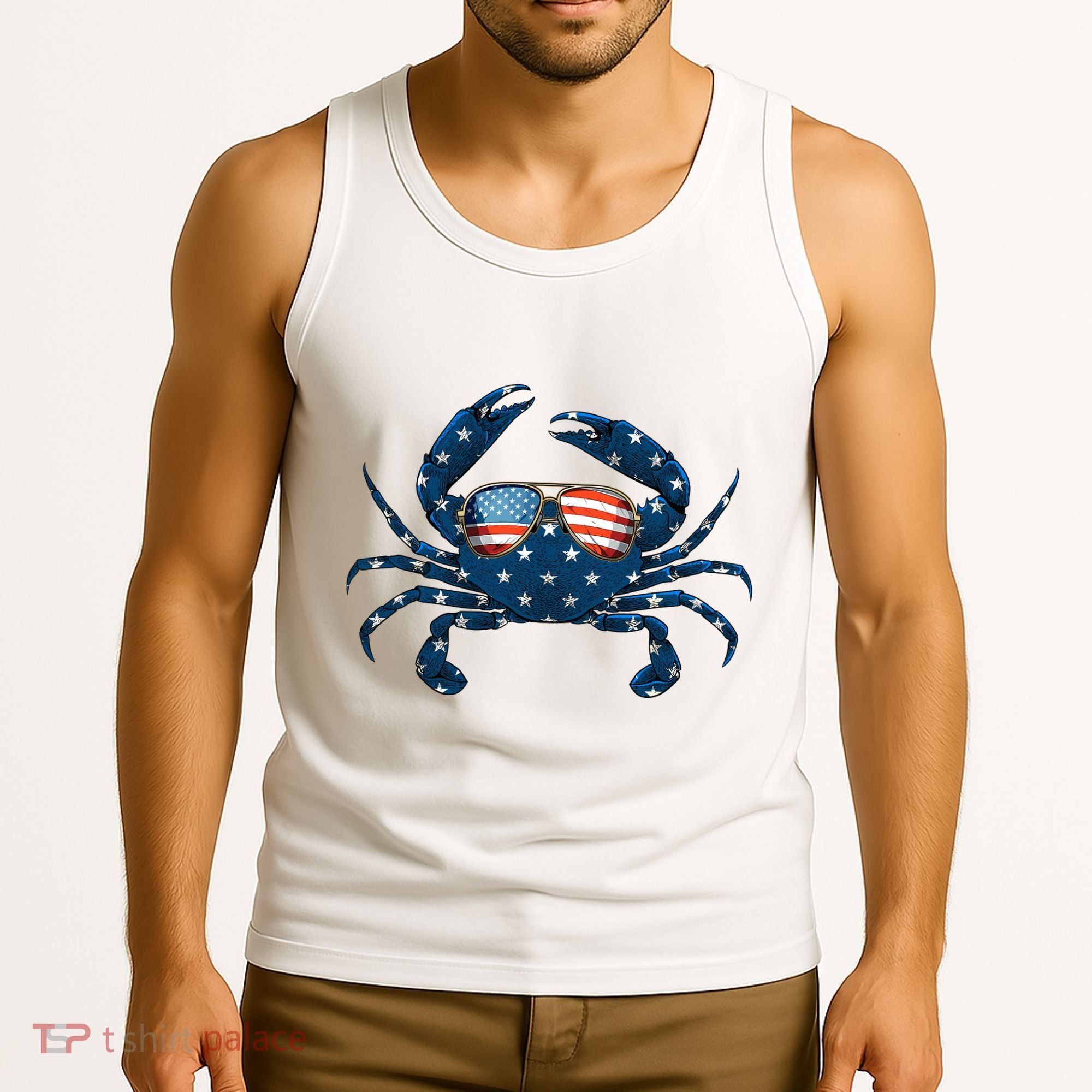 Patriotic Crab 4th Of July Usa Crustacean Seafood Crabbing Tank Top
