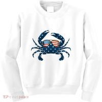 Patriotic Crab 4th Of July Usa Crustacean Seafood Crabbing Kids Sweatshirt thumb 0