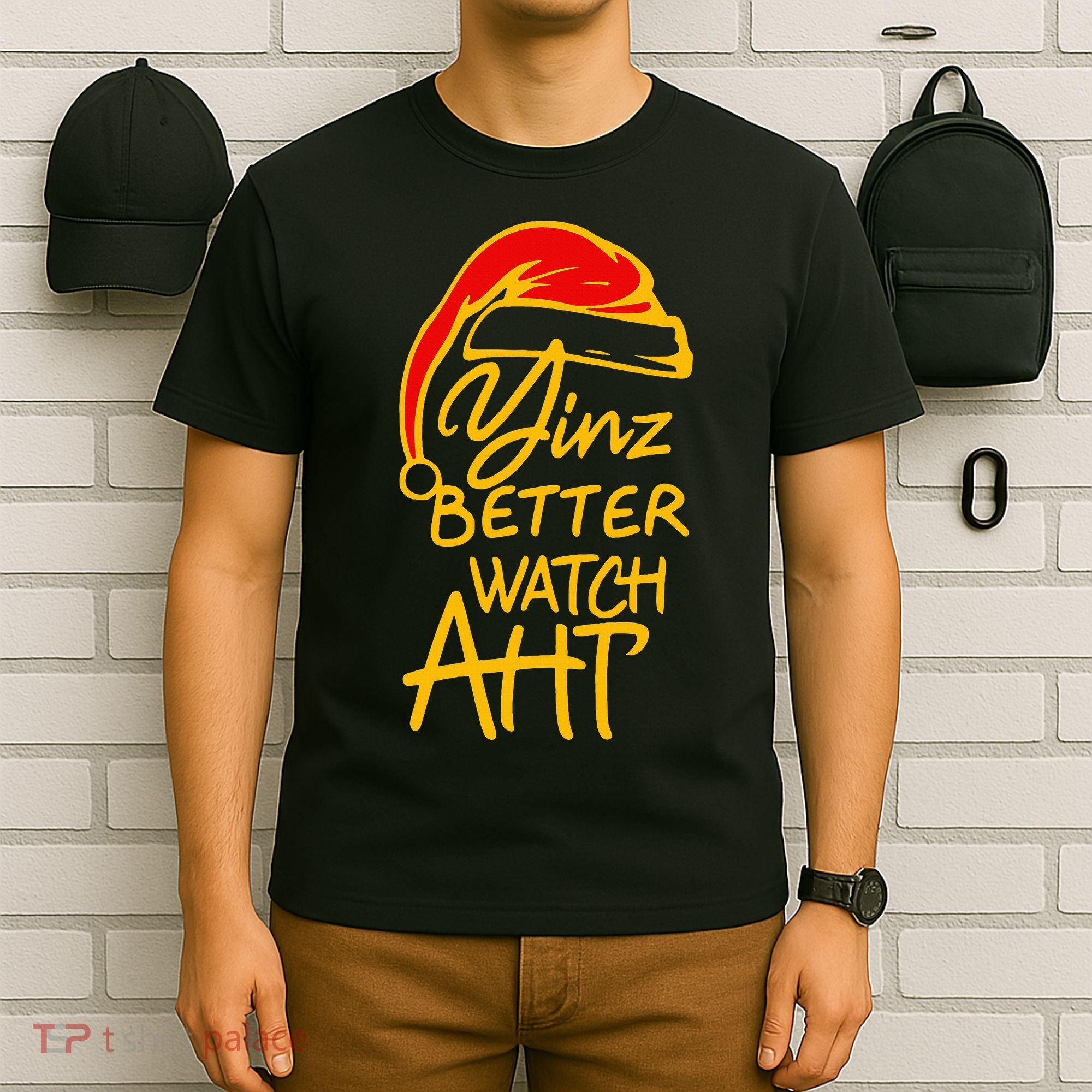 Pittsburgh Christmas 412 Yinzer Santa Yinz Better Watch Aht T-Shirt