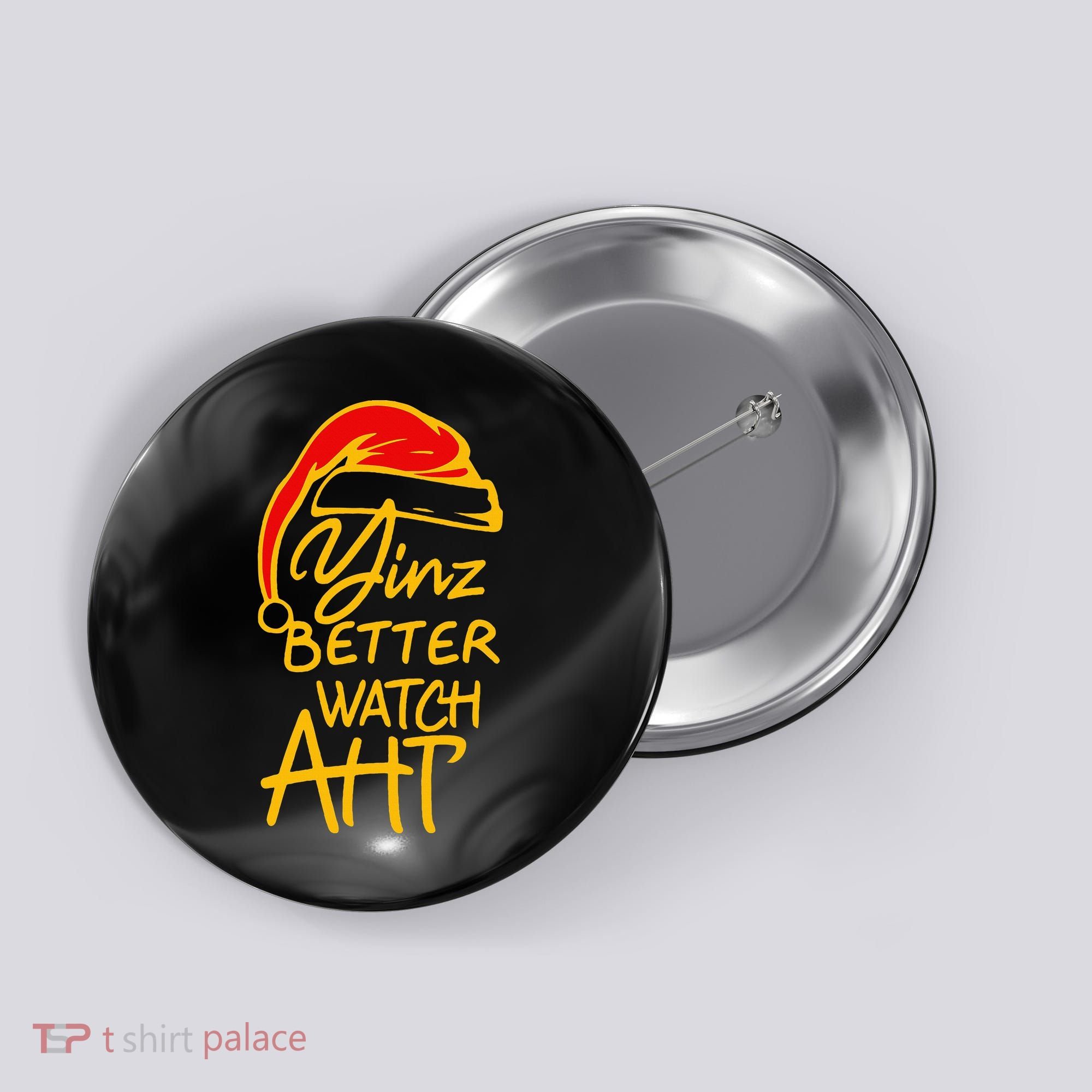 Pittsburgh Christmas 412 Yinzer Santa Yinz Better Watch Aht Button