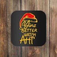 Pittsburgh Christmas 412 Yinzer Santa Yinz Better Watch Aht Coaster thumb 0