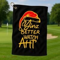 Pittsburgh Christmas 412 Yinzer Santa Yinz Better Watch Aht Golf Towel thumb 1
