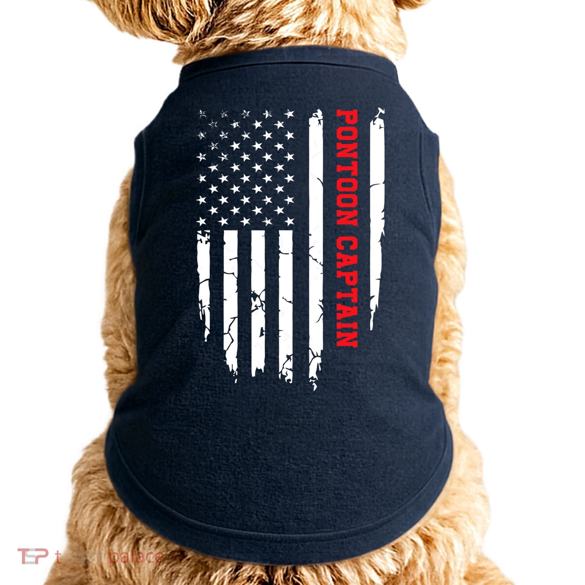 Pontoon Captain American Flag Pontooning Pontoon Boating Doggie Tank