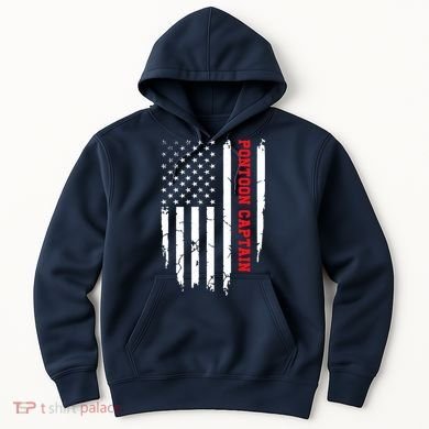 Pontoon Captain American Flag Pontooning Pontoon Boating Hoodie
