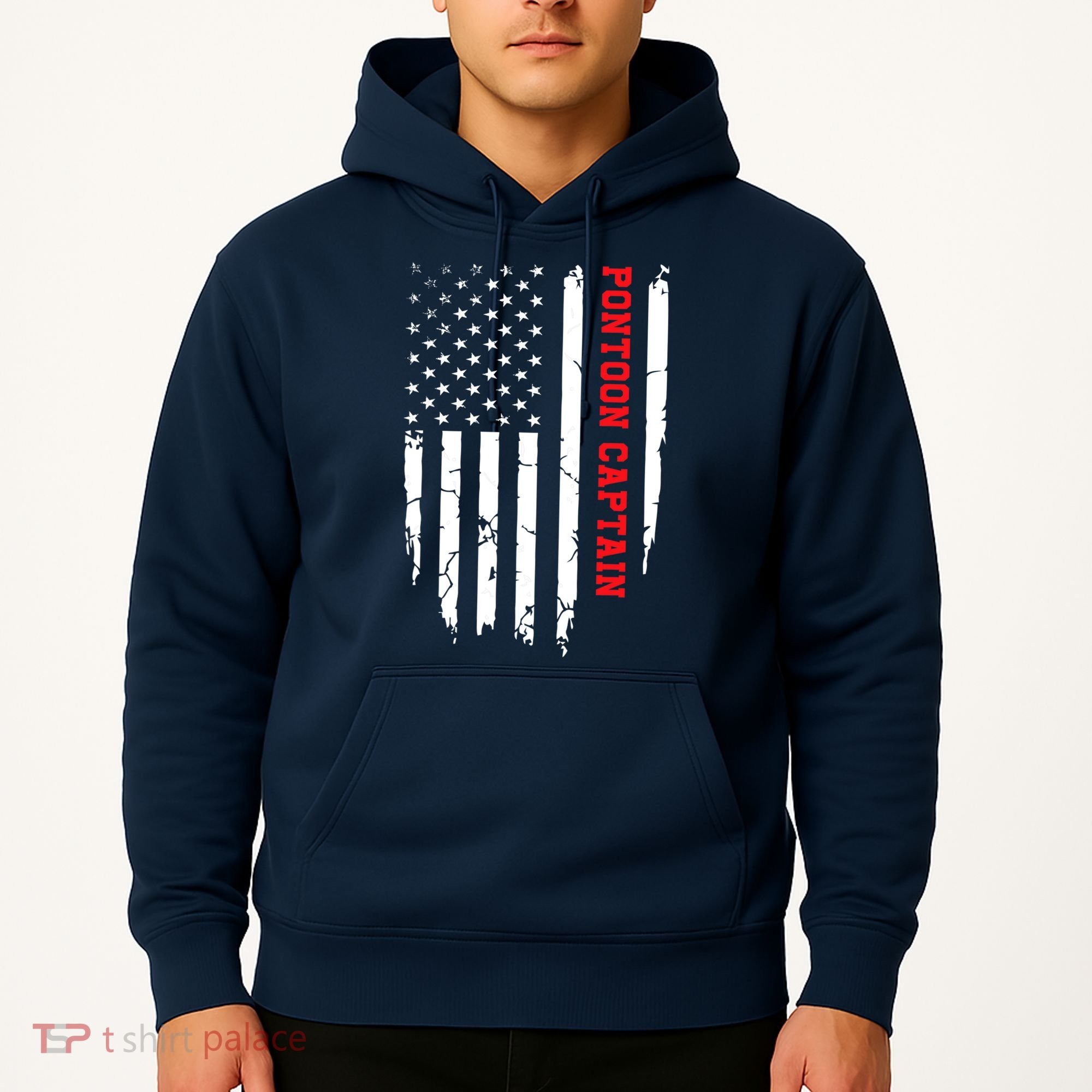 Pontoon Captain American Flag Pontooning Pontoon Boating Hoodie