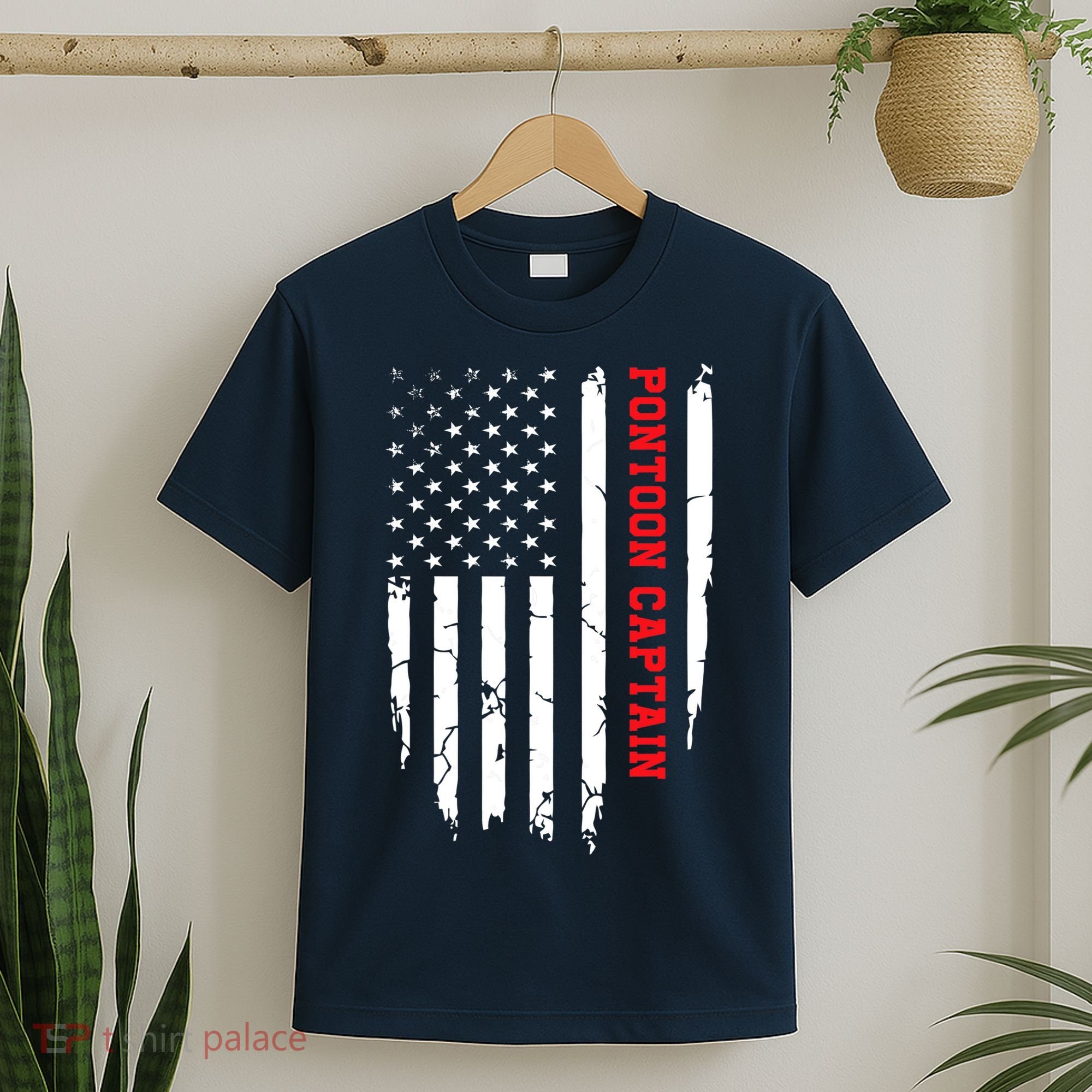 Pontoon Captain American Flag Pontooning Pontoon Boating T-Shirt