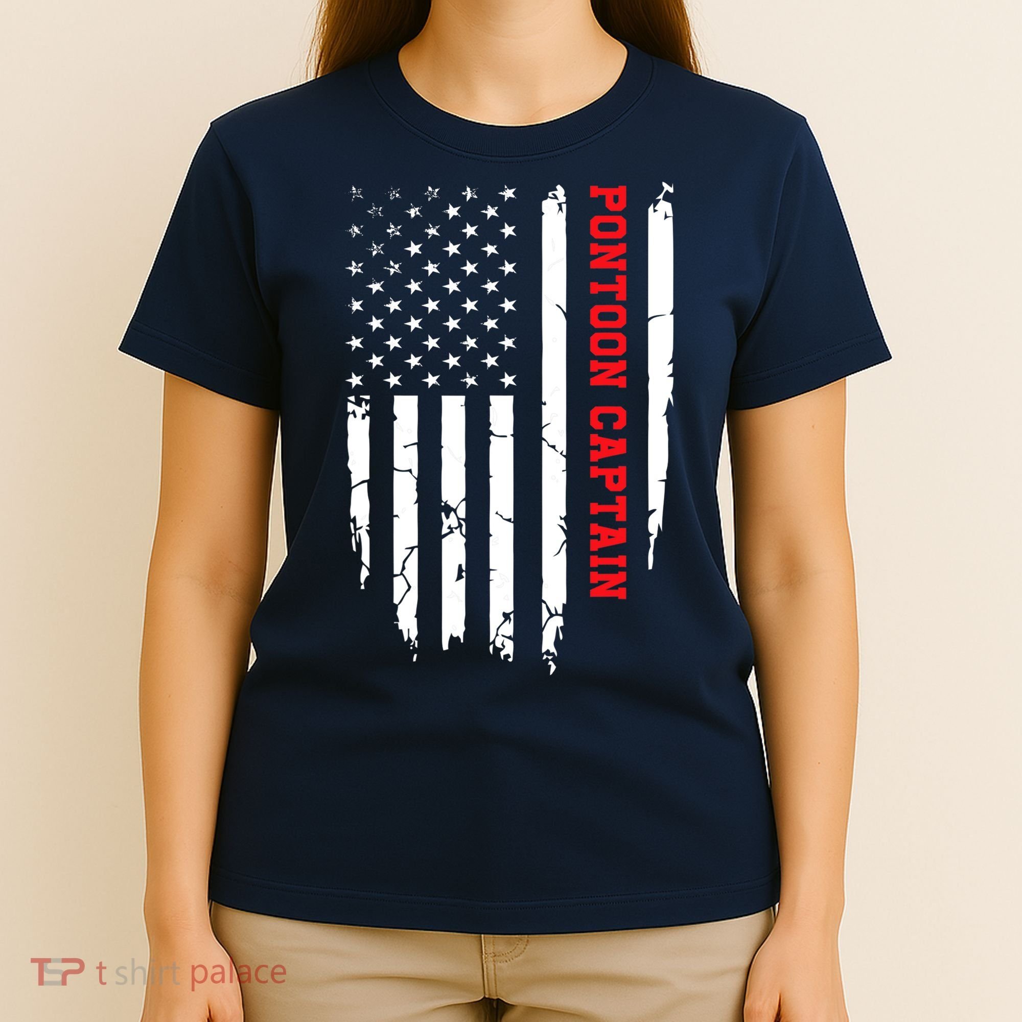 Pontoon Captain American Flag Pontooning Pontoon Boating T-Shirt
