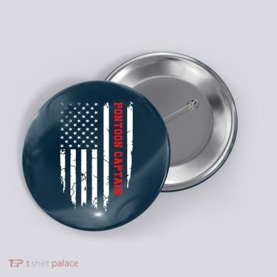 Pontoon Captain American Flag Pontooning Pontoon Boating Button