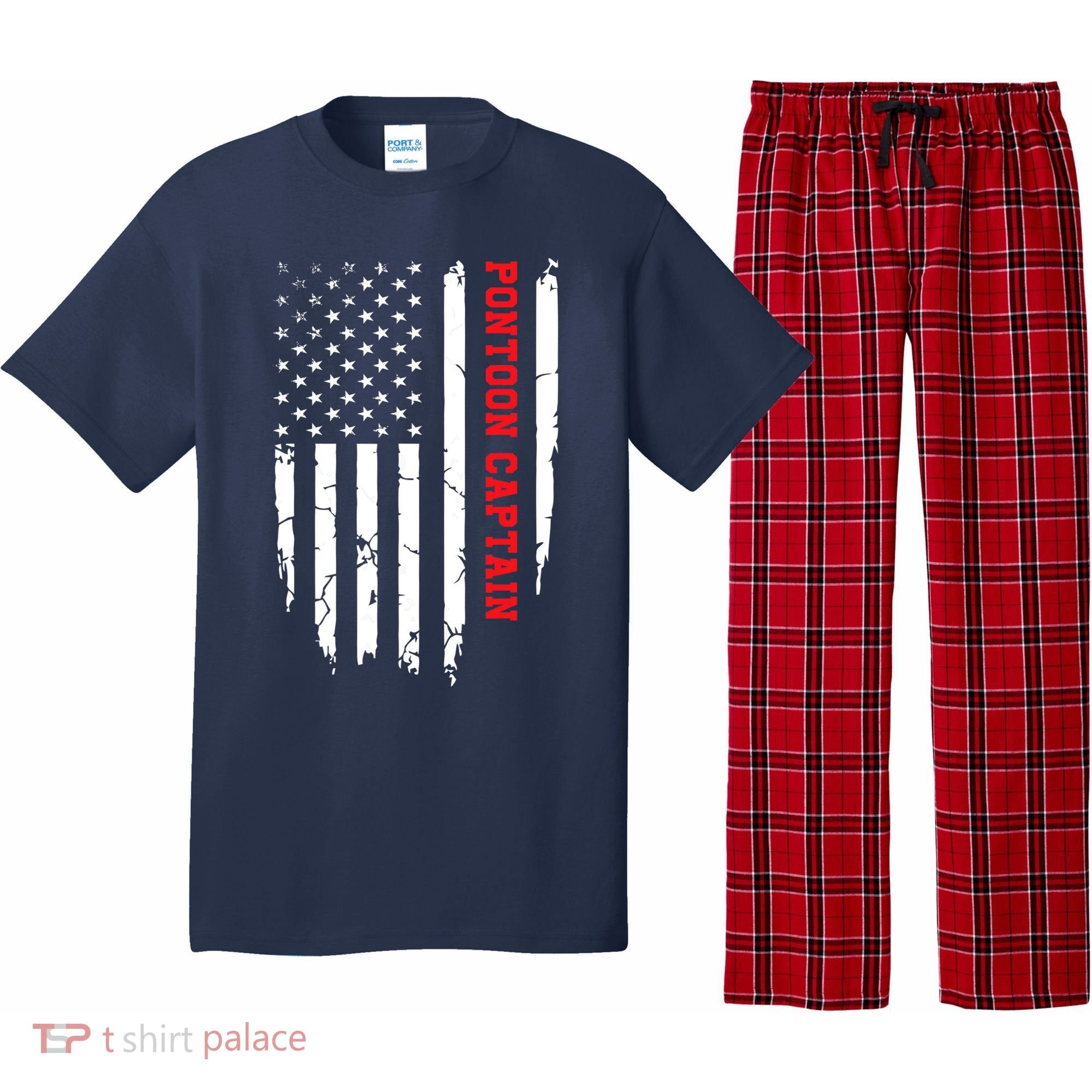 Pontoon Captain American Flag Pontooning Pontoon Boating Pajama Set