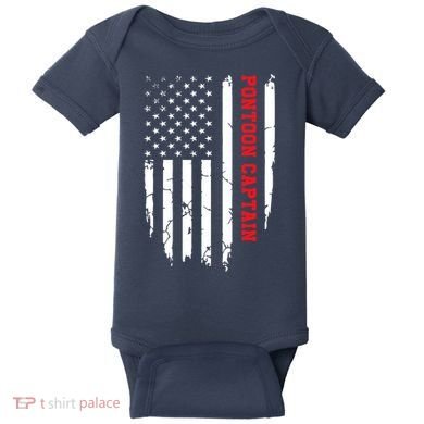 Pontoon Captain American Flag Pontooning Pontoon Boating Baby Bodysuit