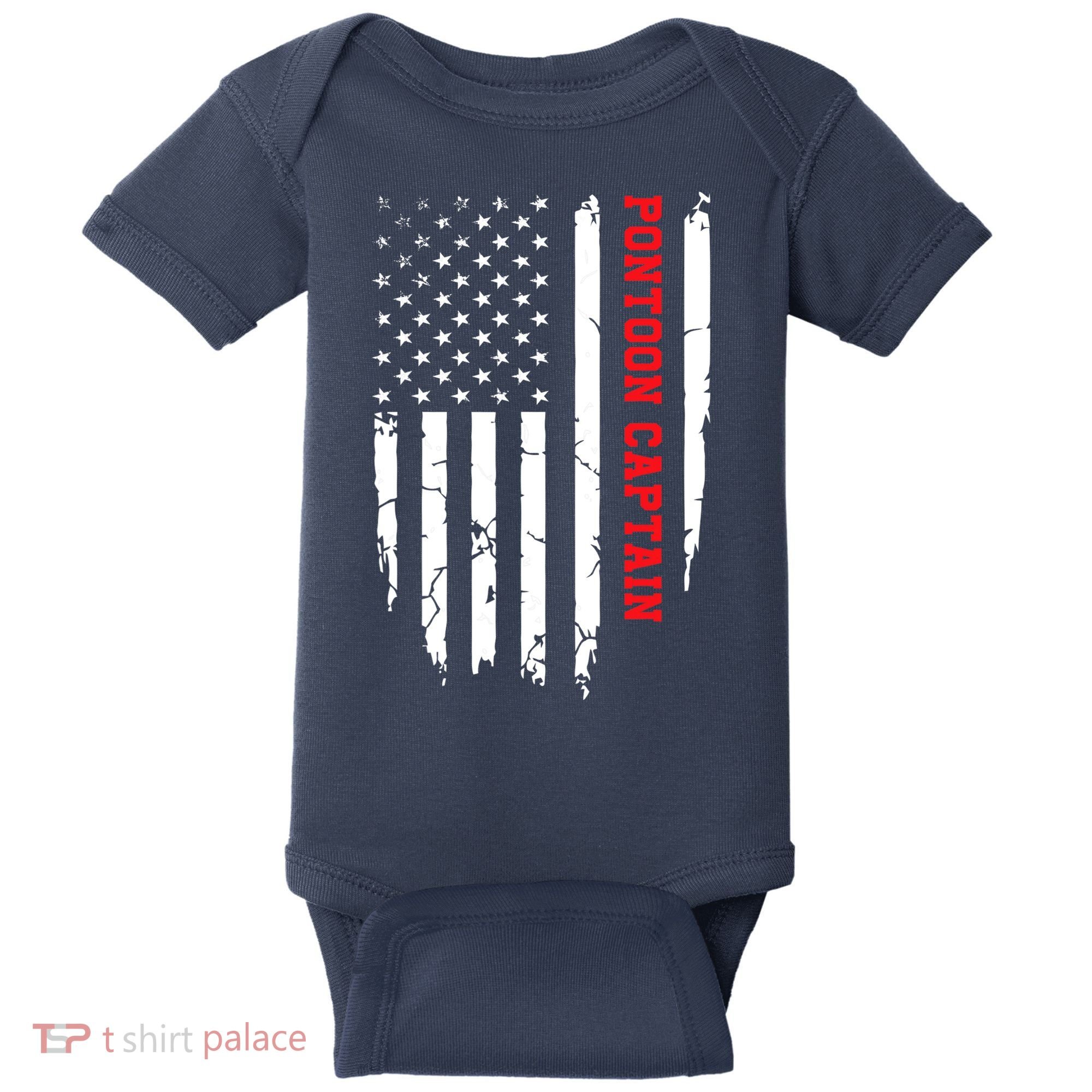 Pontoon Captain American Flag Pontooning Pontoon Boating Baby Bodysuit