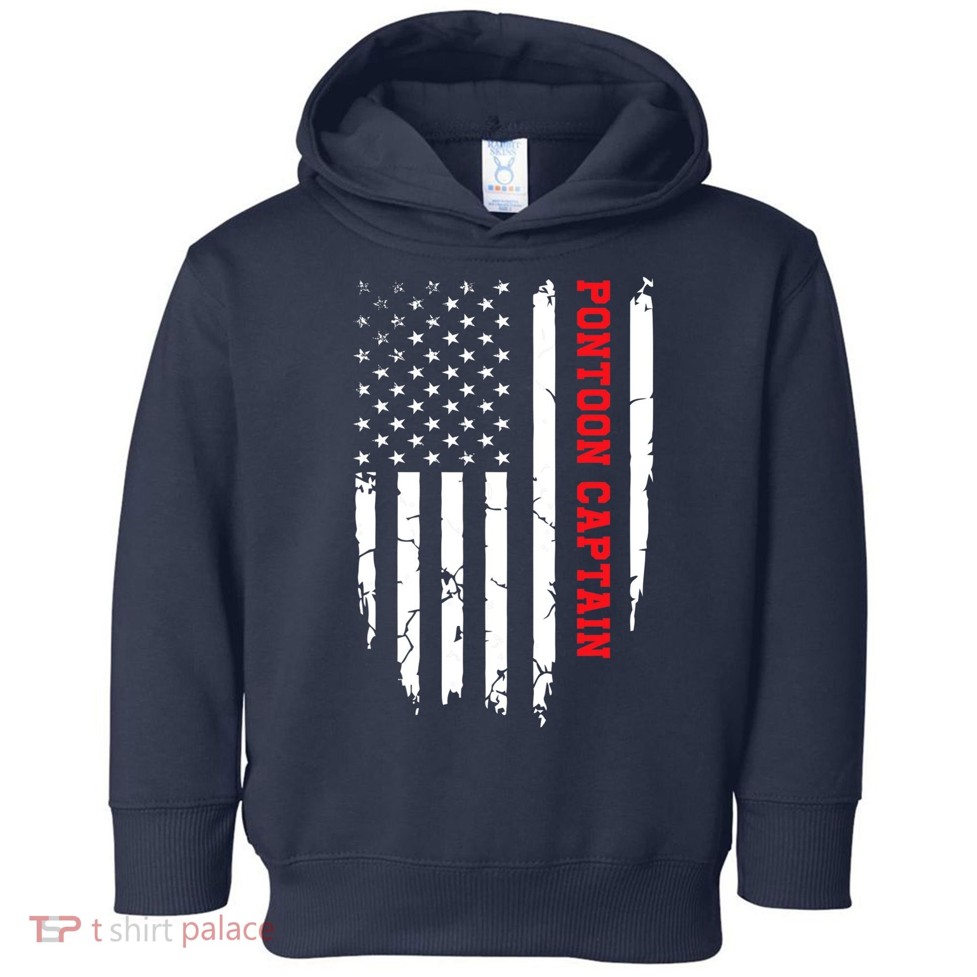 Pontoon Captain American Flag Pontooning Pontoon Boating Toddler Hoodie