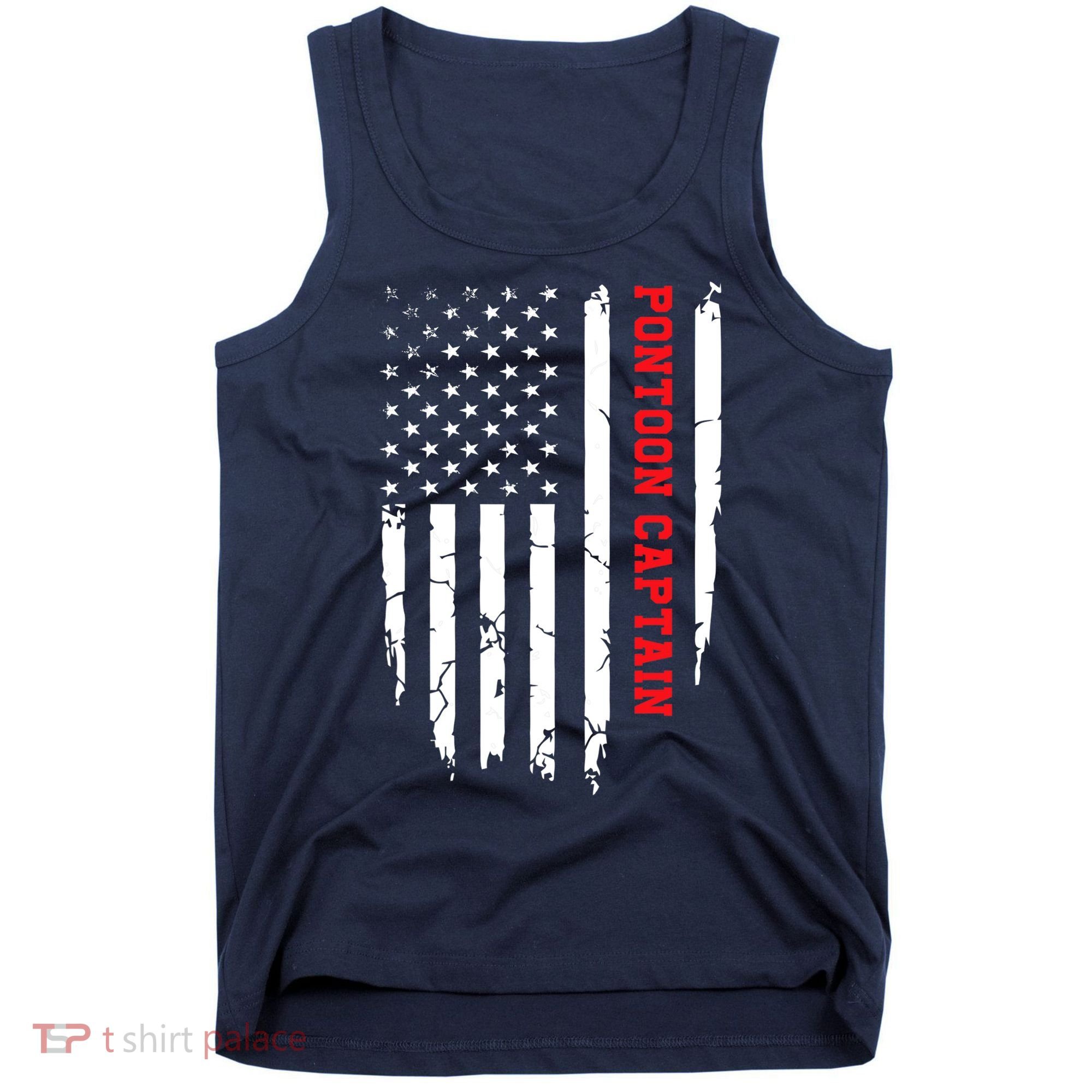 Pontoon Captain American Flag Pontooning Pontoon Boating Tank Top