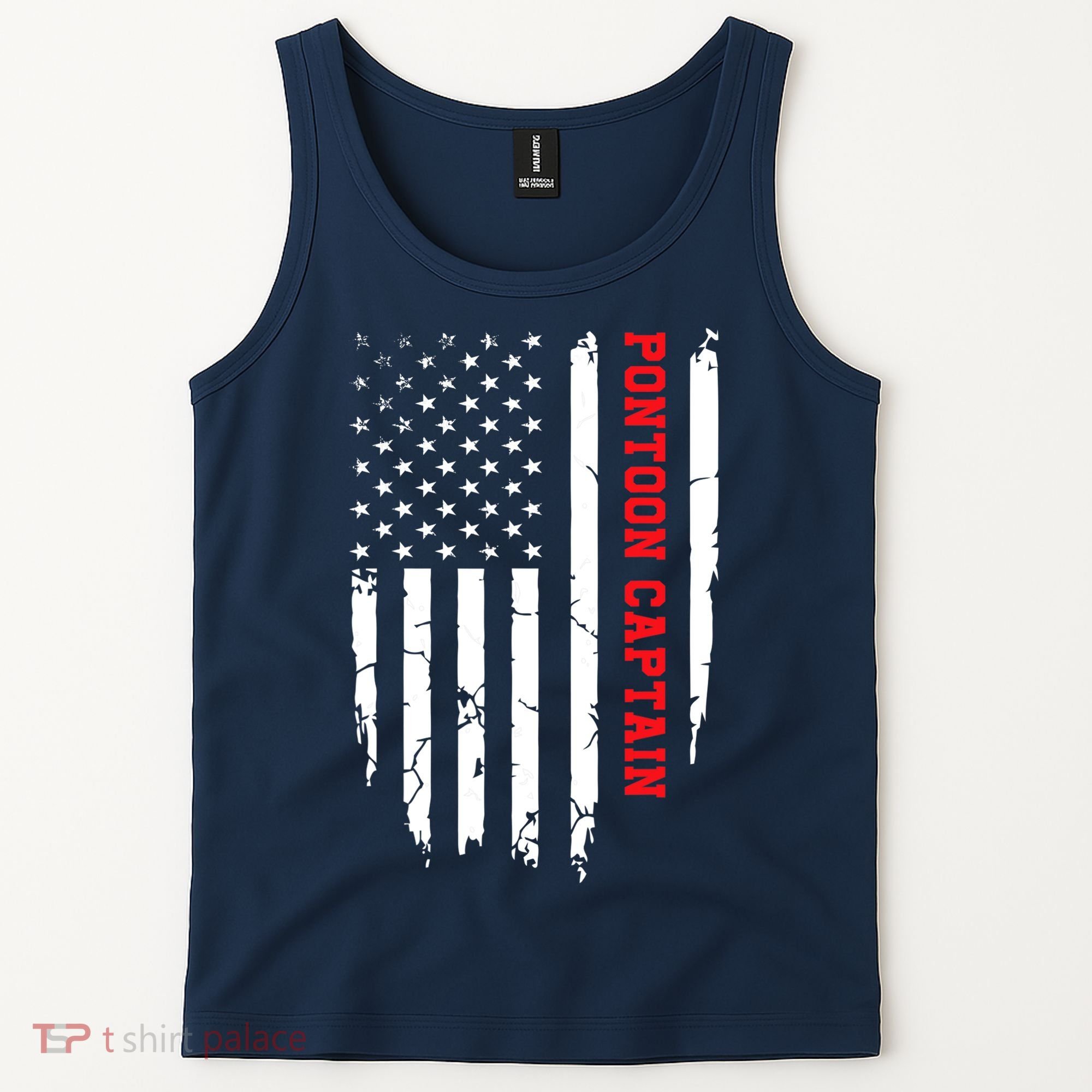 Pontoon Captain American Flag Pontooning Pontoon Boating Tank Top