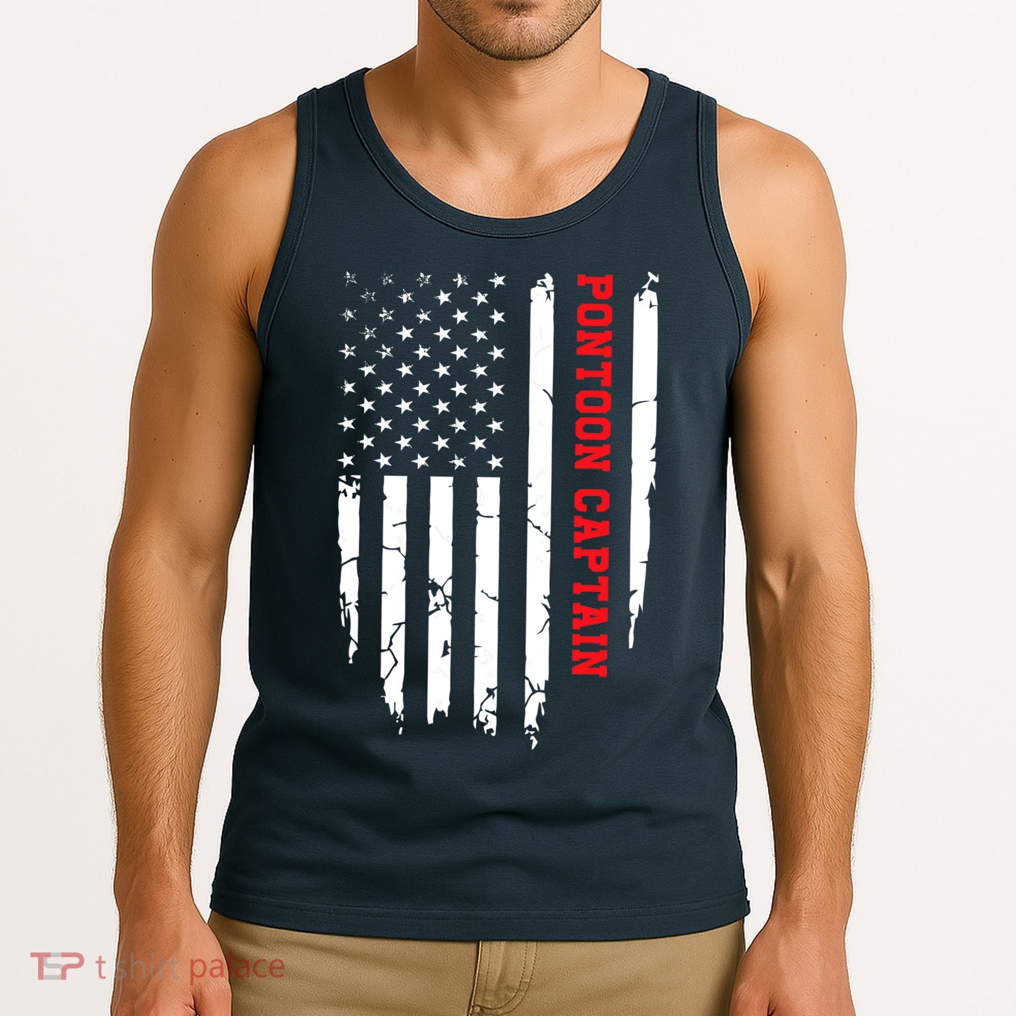 Pontoon Captain American Flag Pontooning Pontoon Boating Tank Top