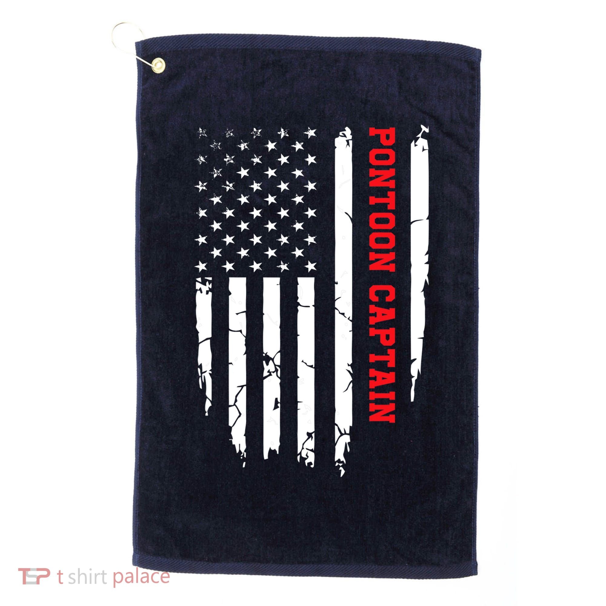 Pontoon Captain American Flag Pontooning Pontoon Boating Golf Towel