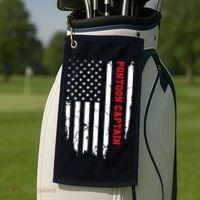 Pontoon Captain American Flag Pontooning Pontoon Boating Golf Towel thumb 2
