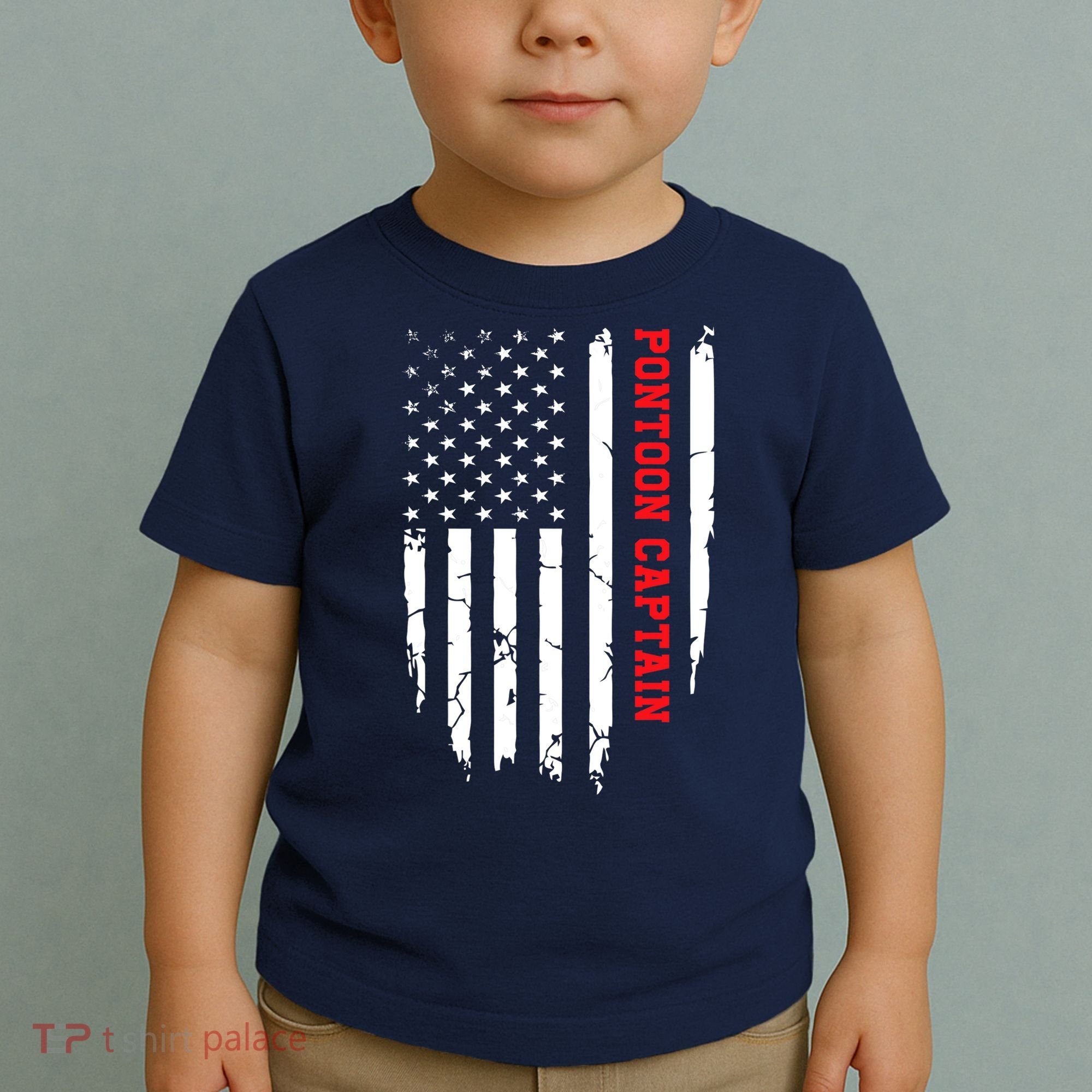 Pontoon Captain American Flag Pontooning Pontoon Boating Toddler T-Shirt