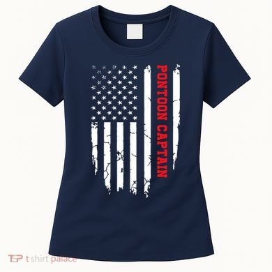 Pontoon Captain American Flag Pontooning Pontoon Boating Women's T-Shirt